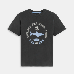 تيشيرت بني بأكمام قصيرة مطبوع عليه كلمات للأولاد